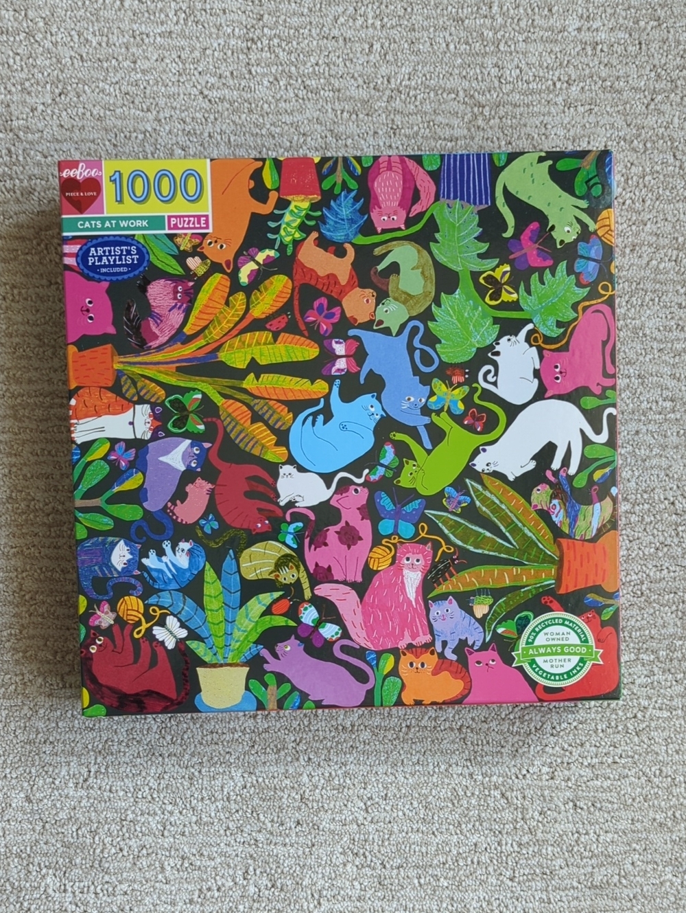 eeBoo "Cats at Work" 1000-Piece Jigsaw Puzzle (HTF / Discontinued)